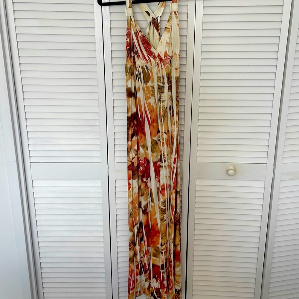 Floral print long flow dress